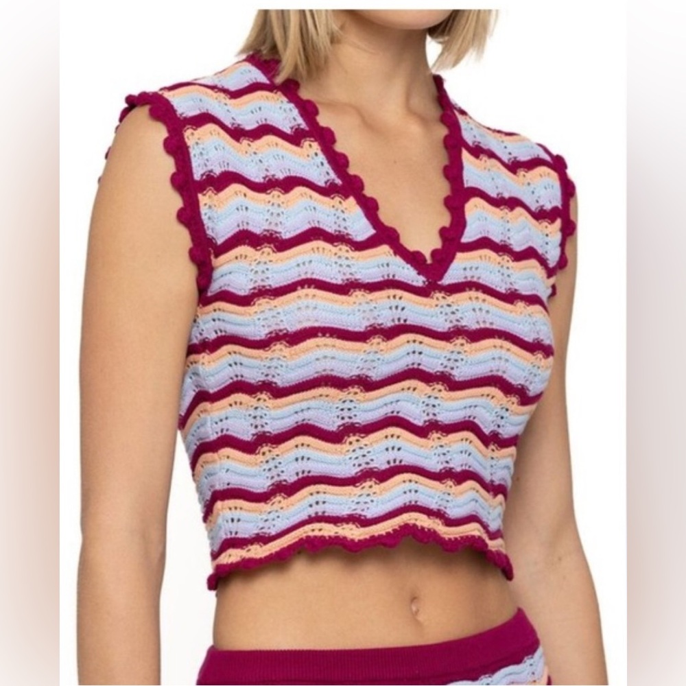 NWT Revolve 27 Miles Anakin Pointelle Crochet Crop Top Medium